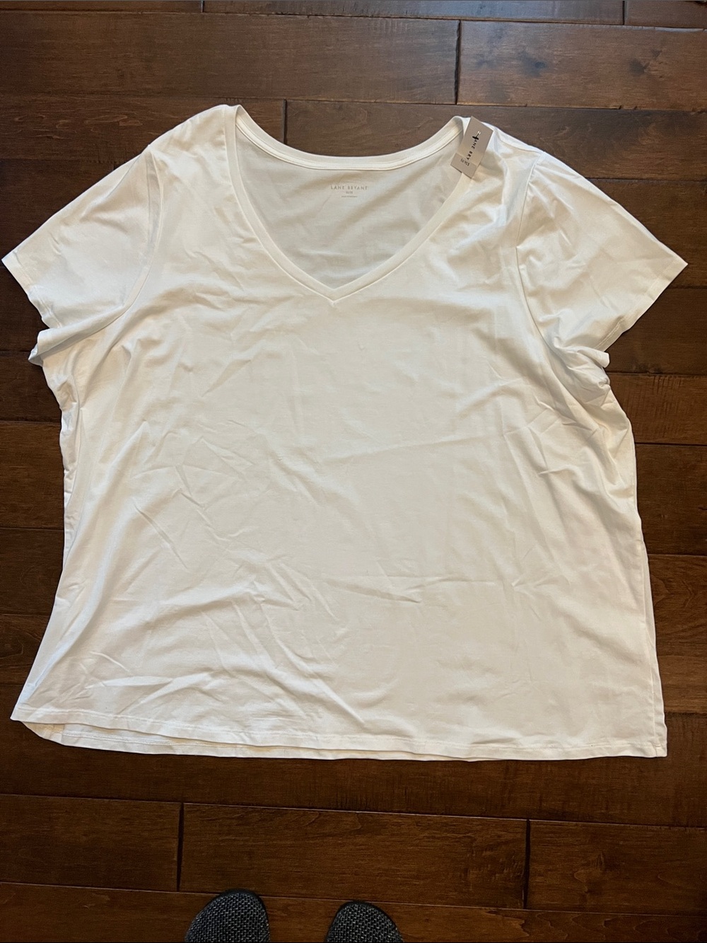Lane Bryant White V-Neck Short Sleeve Tee